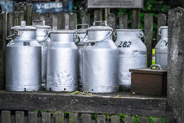 metal milk jugs