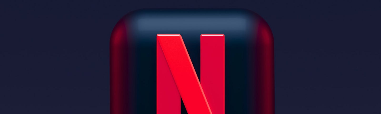 The Netflix icon of a red capital letter N over a square black button set against a plain background