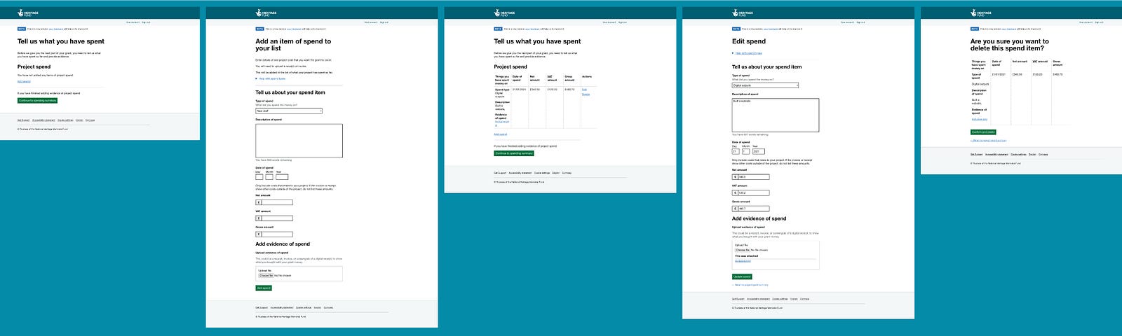 There are 11 pages in the payment journey on a blue background. Each page is too small to read