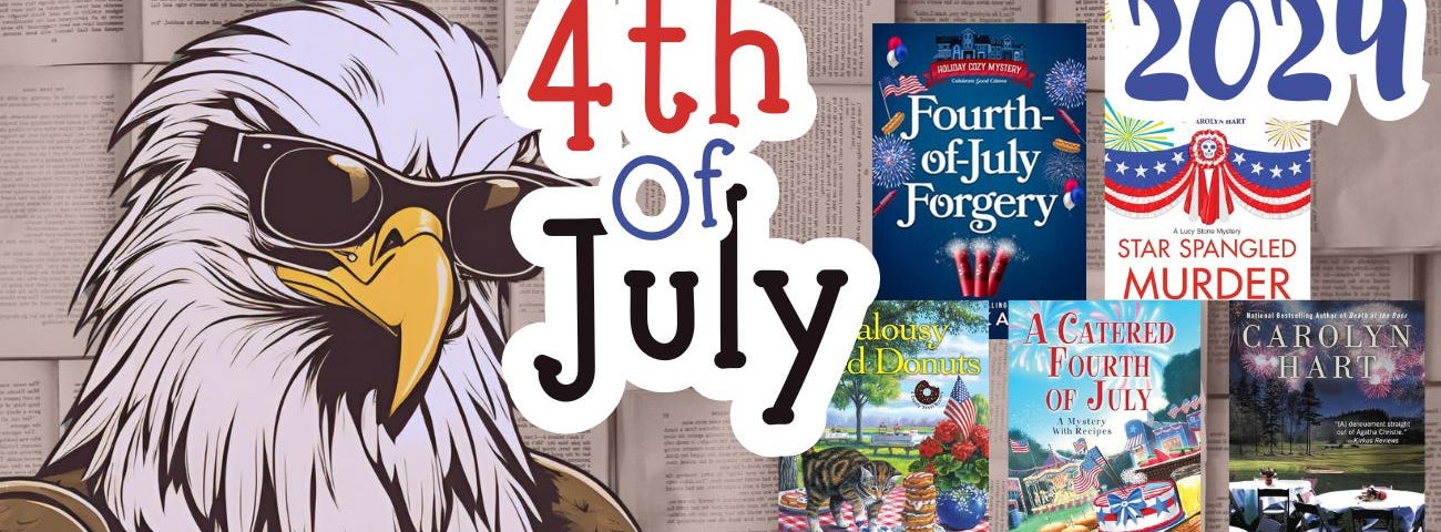 Blog post cover that reads fourth of July Cozy Mysteries for 2024