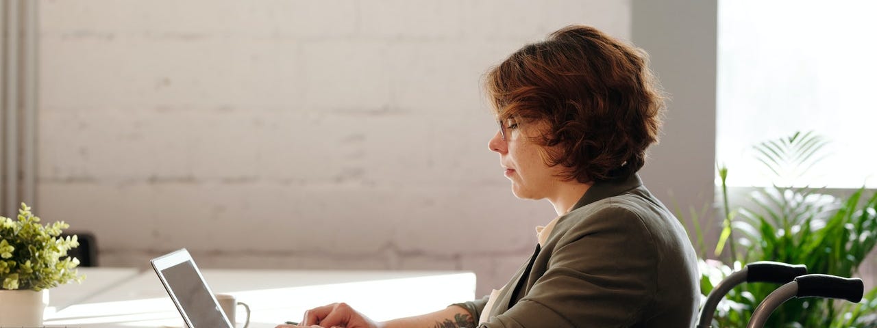 Woman using laptop