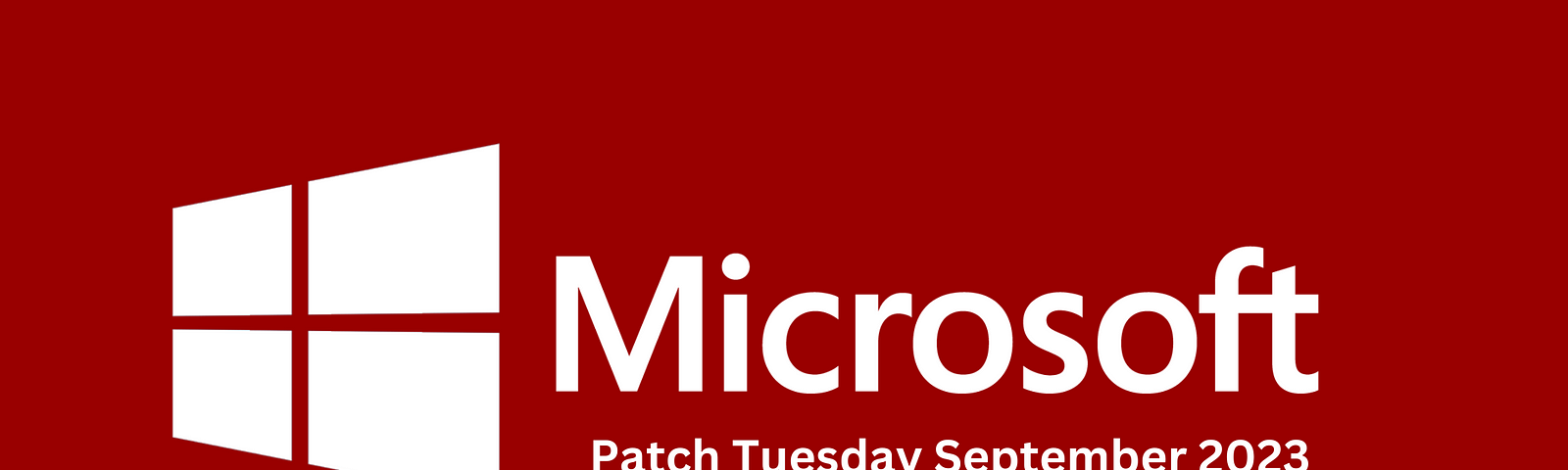 Microsoft Patch tuesday September 2023 on a brick red background