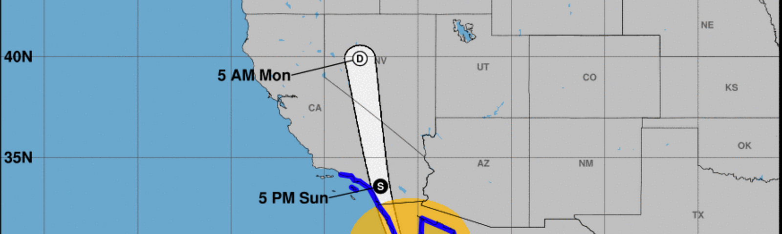 Tropical Storm Hilary track into SoCal