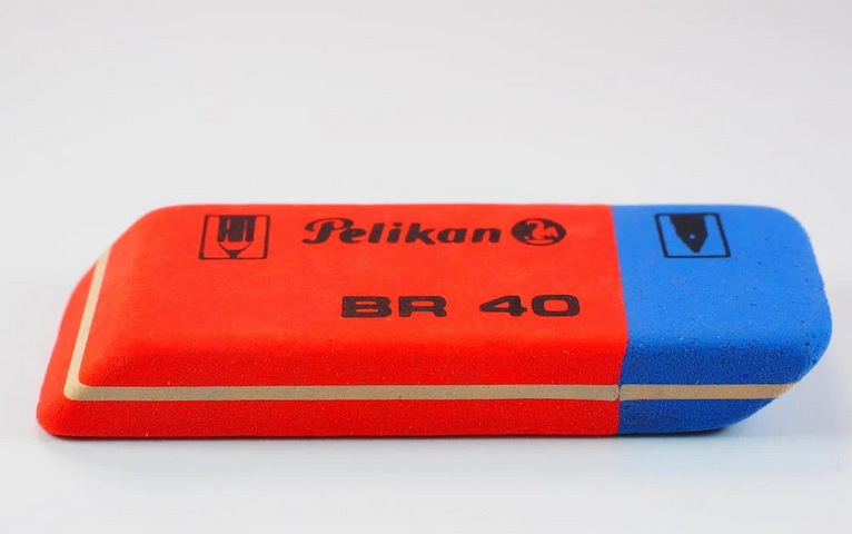 blue and orange office eraser