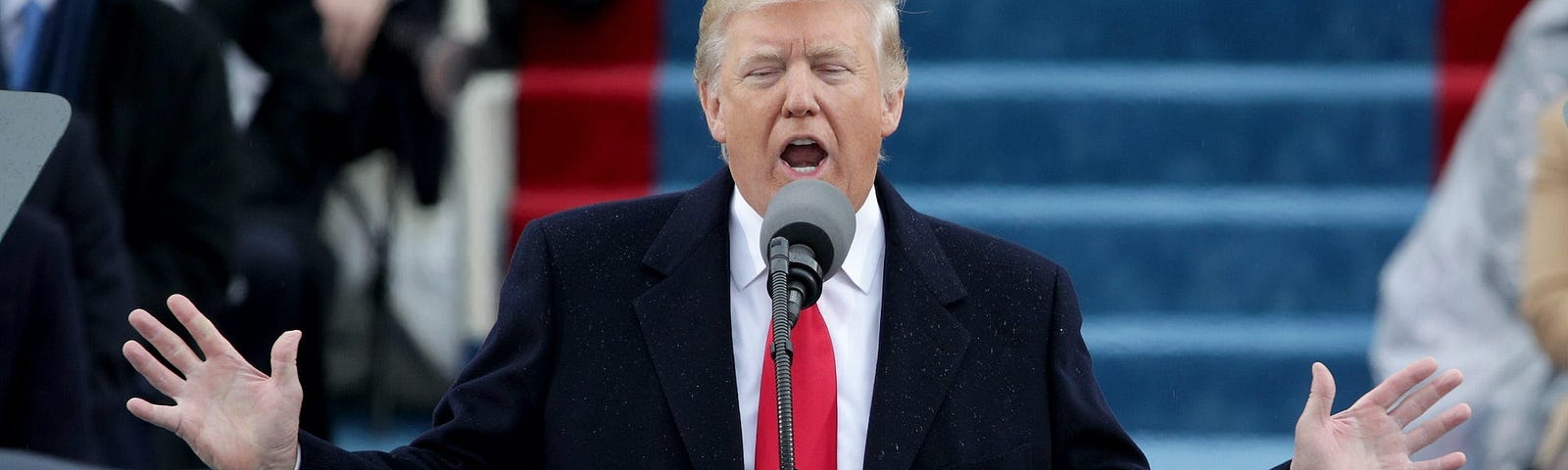 President Donald Trump delivering his inaugural address at the US Capitol on January 20, 2017.