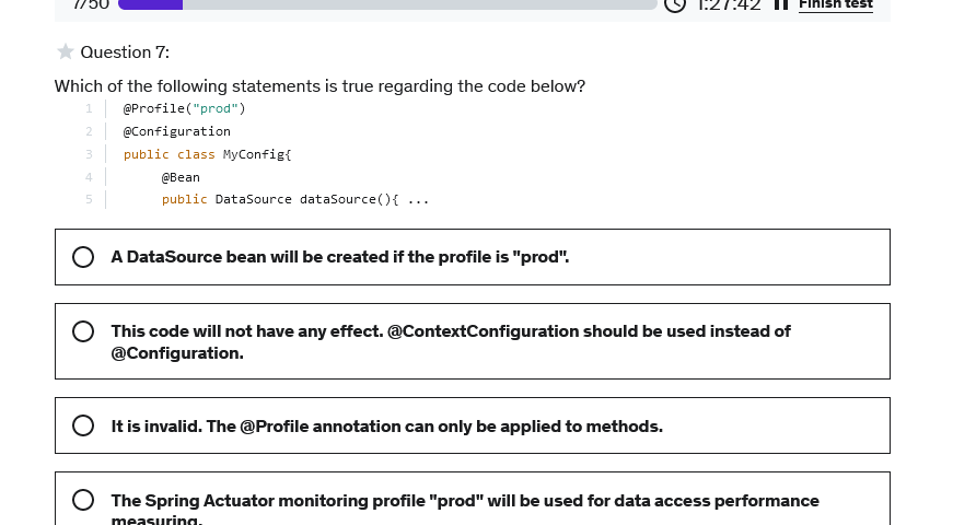 50 Free Spring Framework Practice Questions for Java Programmers