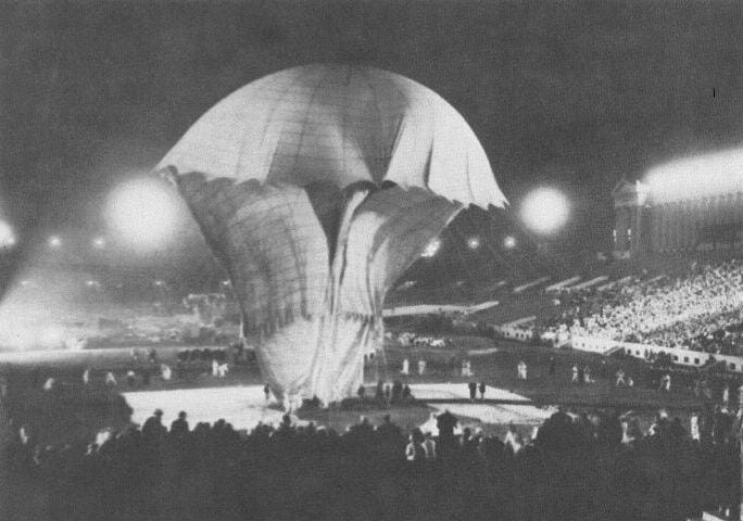 An air balloon inflating at the 1933 World Fair in Chicago, Illinois