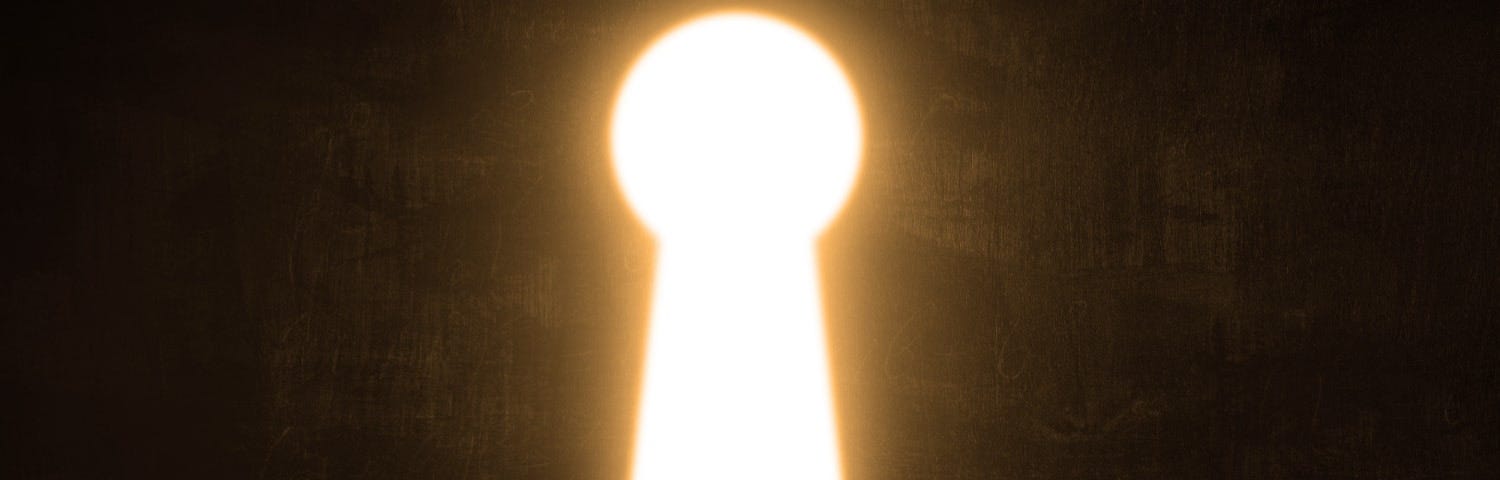 Keyhole illuminated with bright beam of light