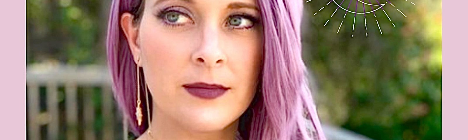 Photo of young woman with purple hair.