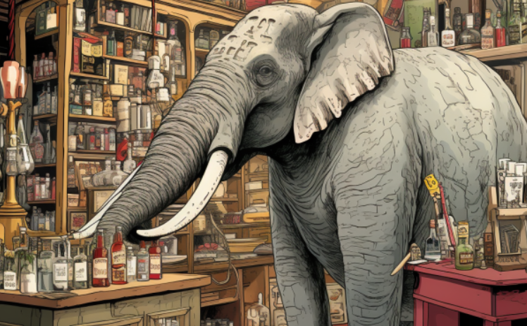 An elephant in the gin shop