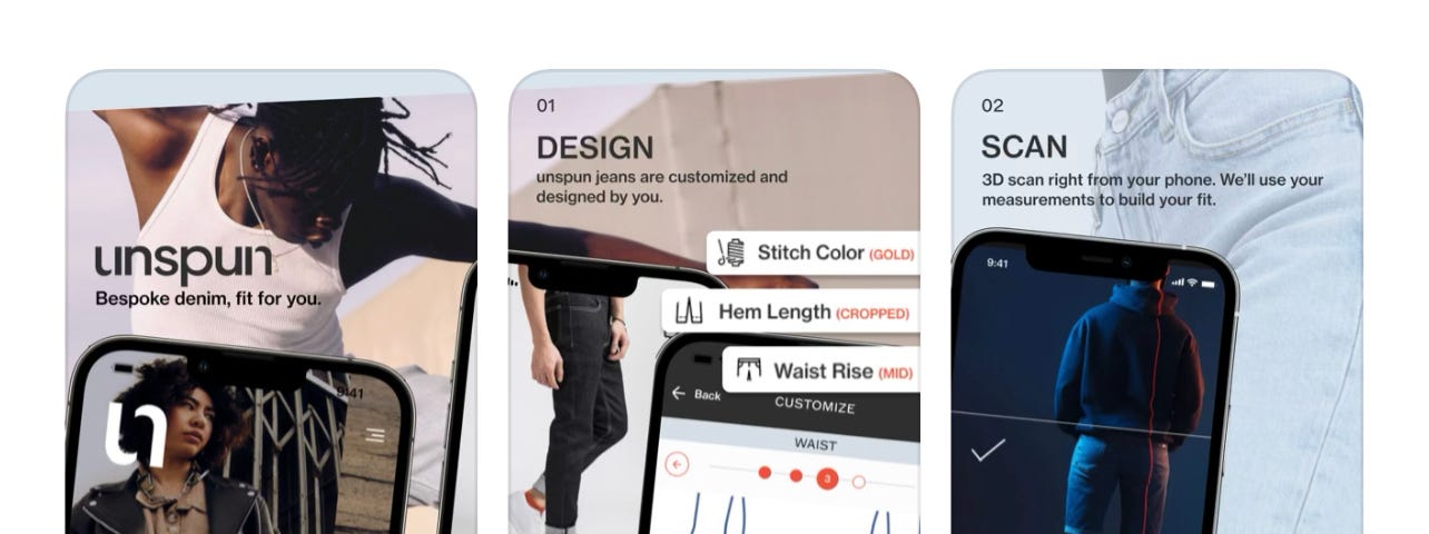 IMAGE: The App Store page of Unspun.io, a company that scans customers’ bodies to tailor-made its garments