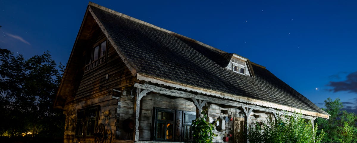 Old traditional house architecture by night