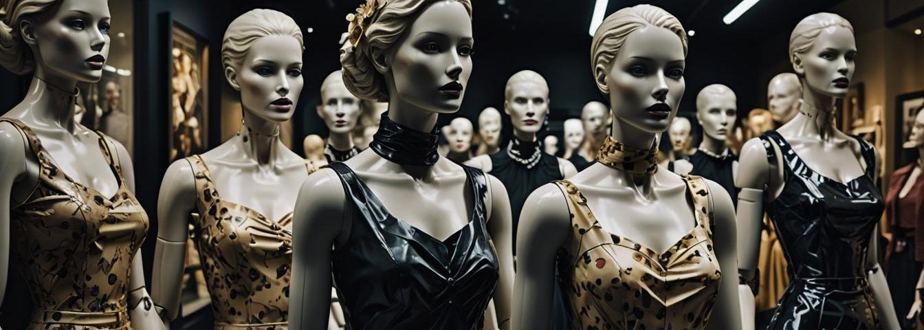 Group of shop display mannequins