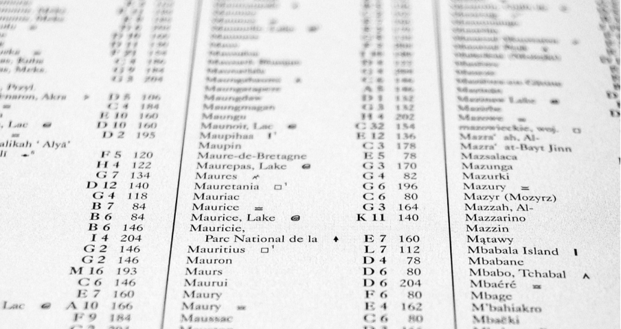 Image of a printed index