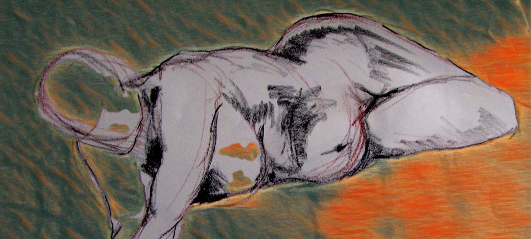 Nude drawing by Alice Tulin, edited by Mark Tulin.