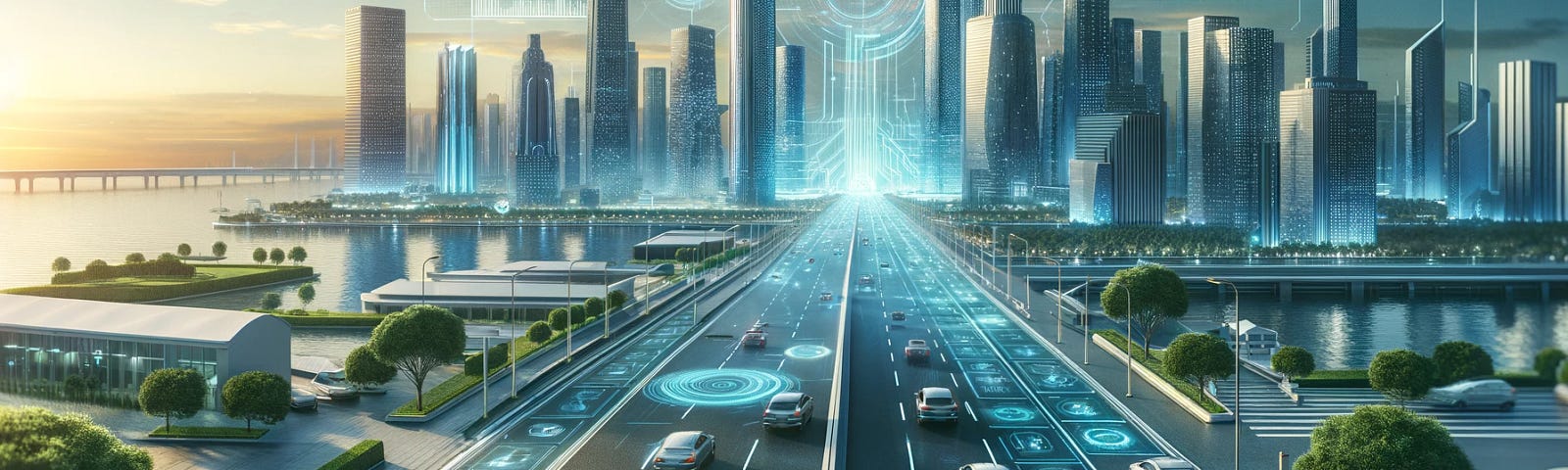 Seamlessly merging with tomorrow’s skyline, an autonomous vehicle cruises through a smart city, where technology and sustainability drive the future forward.