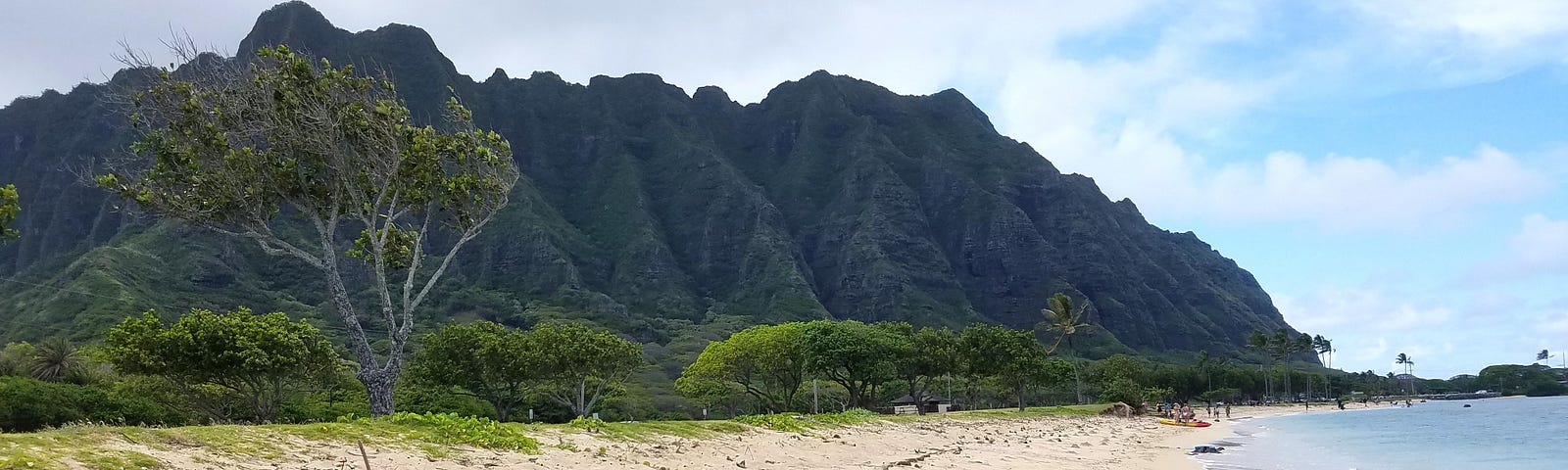 Windward Oahu shoreline dominated by the Ko’olau mountain range.