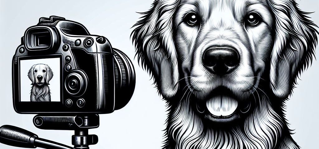 Dog model photo shoot illustration