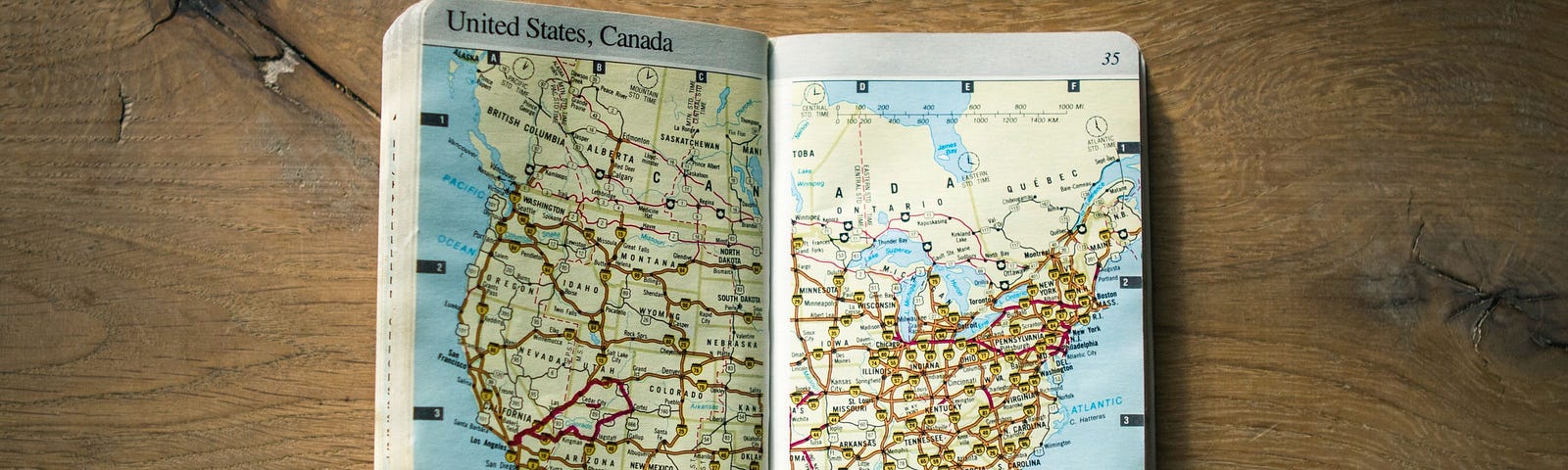 An atlas of the US and Canada.