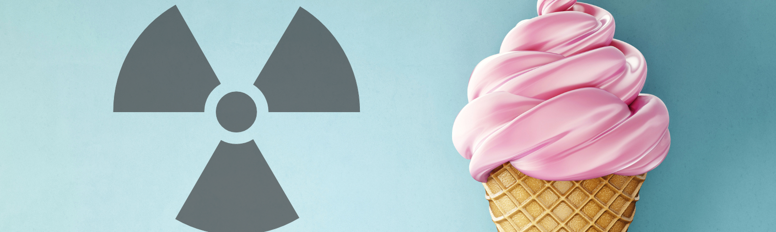 Ice cream cone with radioactive symbol next to it