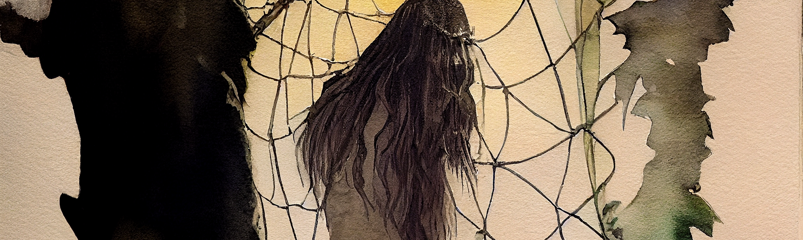 A figure caught in a net