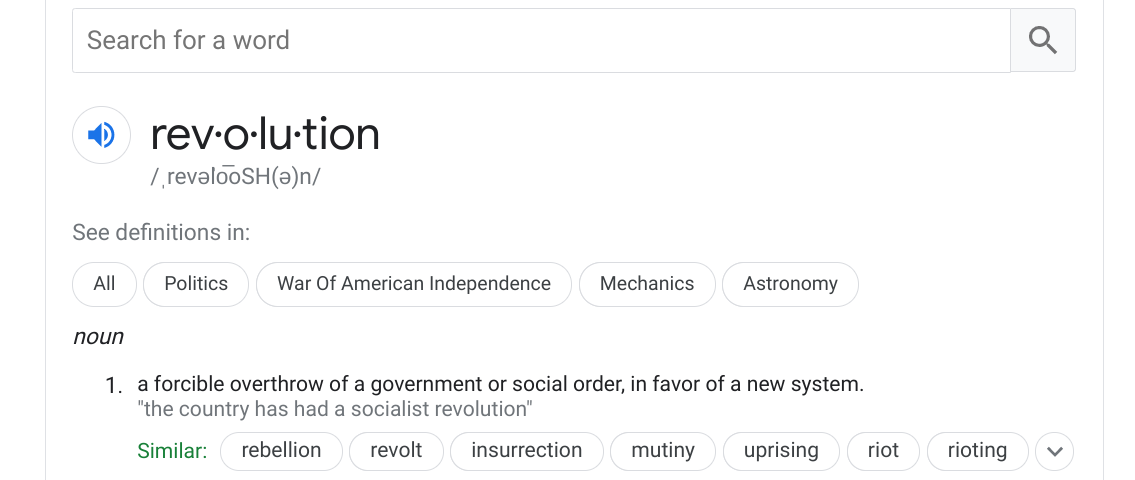 Screenshot of the dictionary definition of revolution.