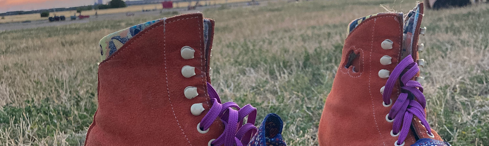 My orange roller skates at Tempelhof Airport