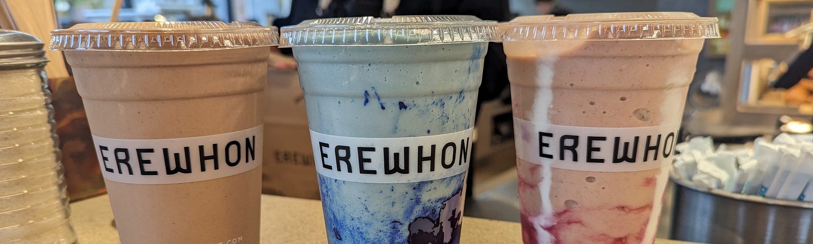 3 of the most popular smoothies at Erewhon: Peanut Butter Blast, Coconut Cloud, and Hailey Bieber’s Strawberry Glaze