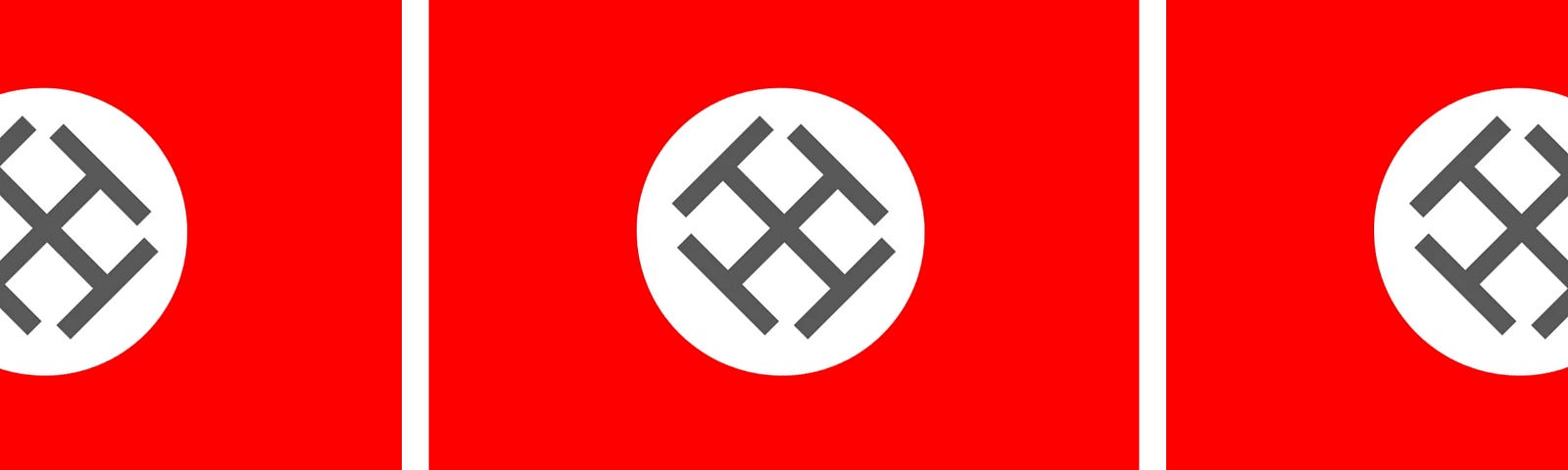 Three Pseudo-Nazi flags with the letter “T”
