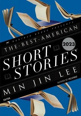 Book cover for The Best American Short Stories 2023, editor Min Jin Lee