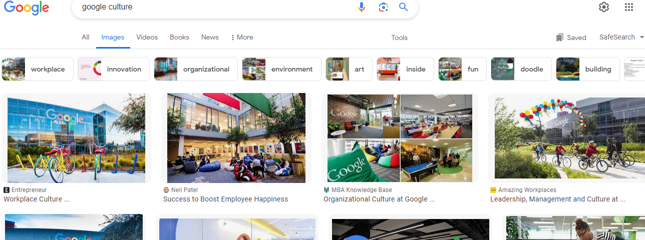 An Image of Google’s Culture showing different photos