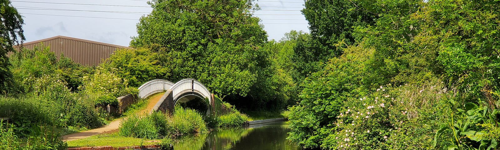 Scenic canal with footpath and bridge