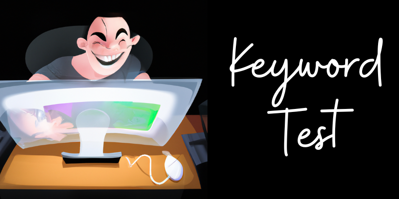Cartoon man on a laptop — My Keyword Validation Test Gets 100K Pageviews Per Month