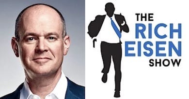 Photo of Rich Eisen next to a graphic of a running man in a suit.