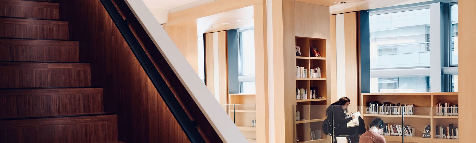 Students preparing for classes in the library