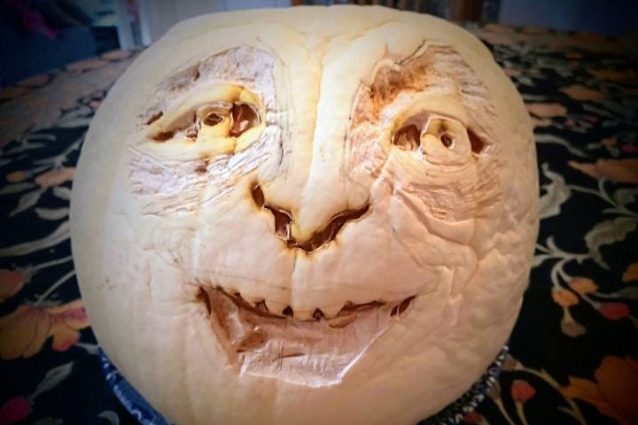 Pumpkin Head Jack o’Lantern shrinking with age