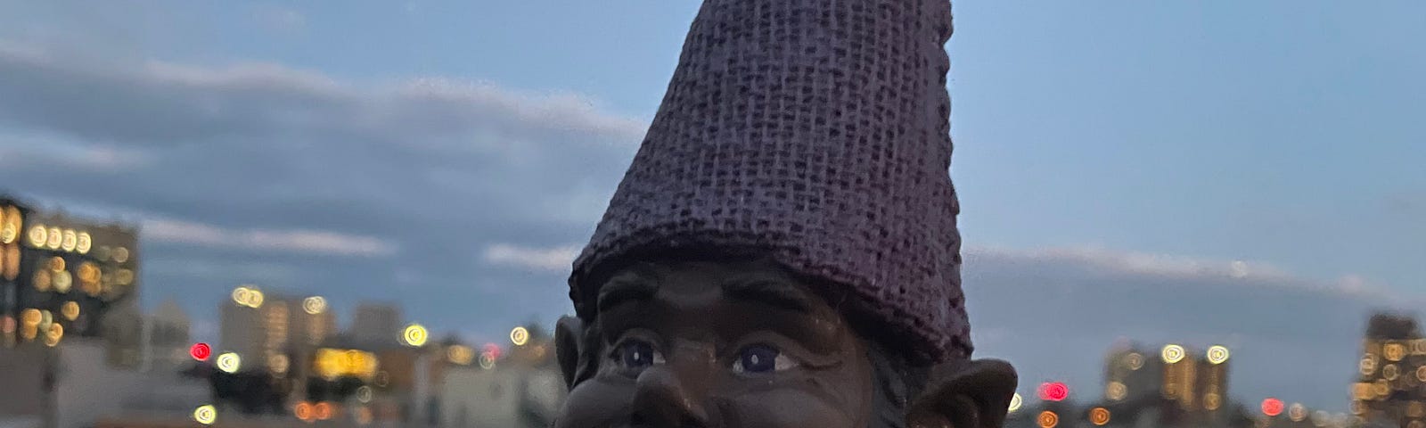 Black Gnome on the city rooftop!