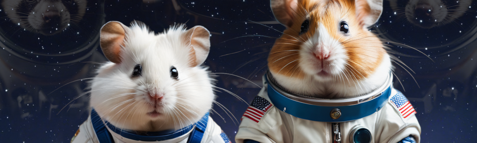 Two hamster astronauts in space