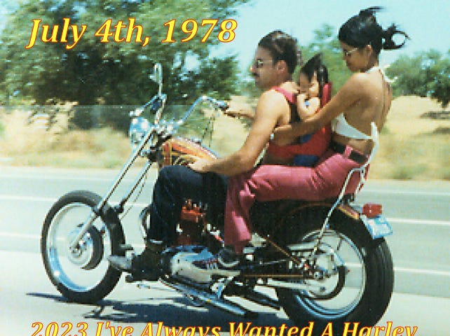 Jerry Fawn Carol on Triumph in Kyburz California July 5 1978