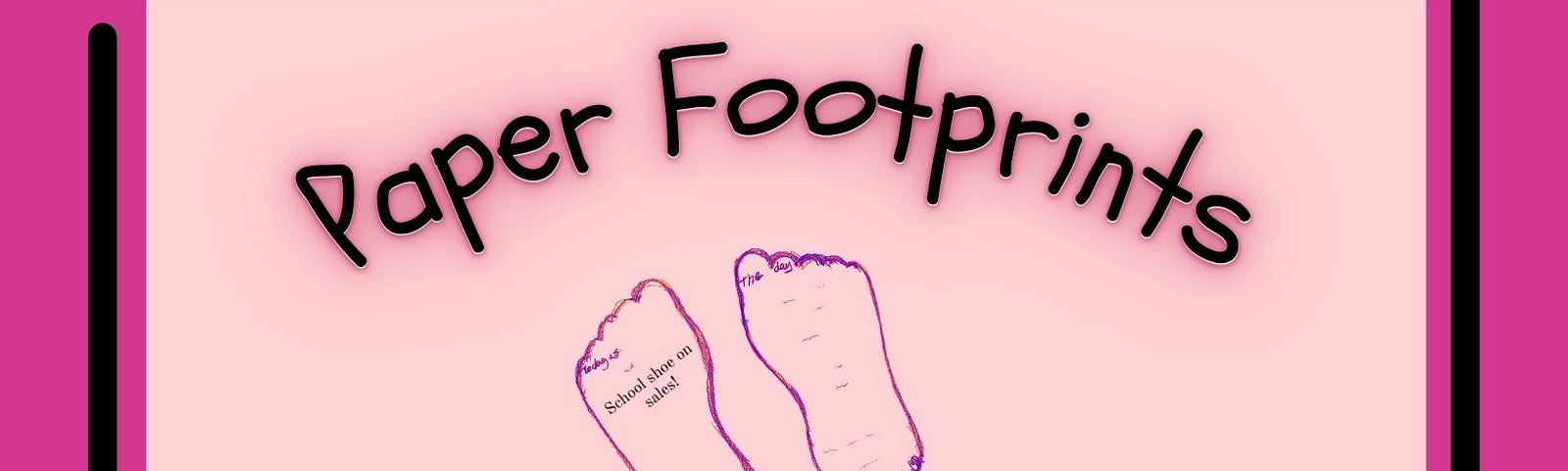 Image of a pair newspaper footprints on pink.
