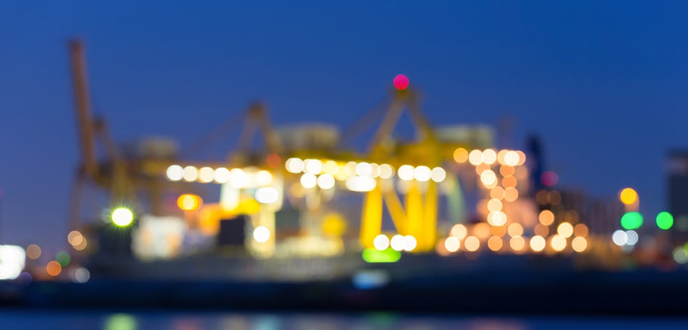 Blurred image of a seaport