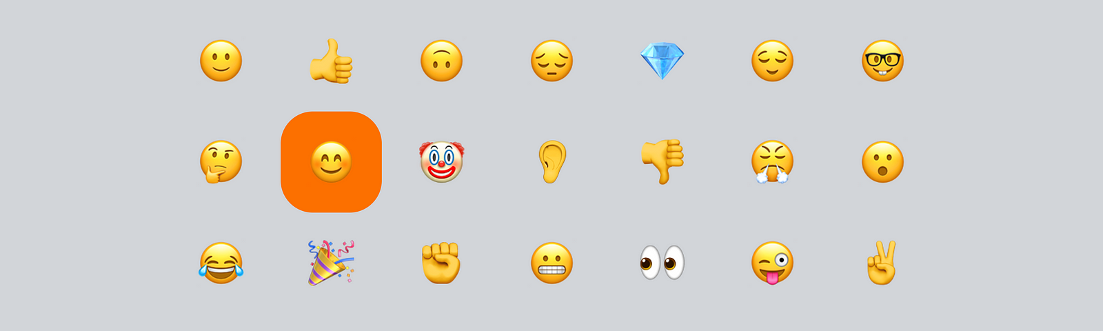 Mosaico com vários emojis demonstrando uma camada de muitos contextos e emoções, como: surpresa, felicidade, raiva, surpresa, tristeza e alívio.