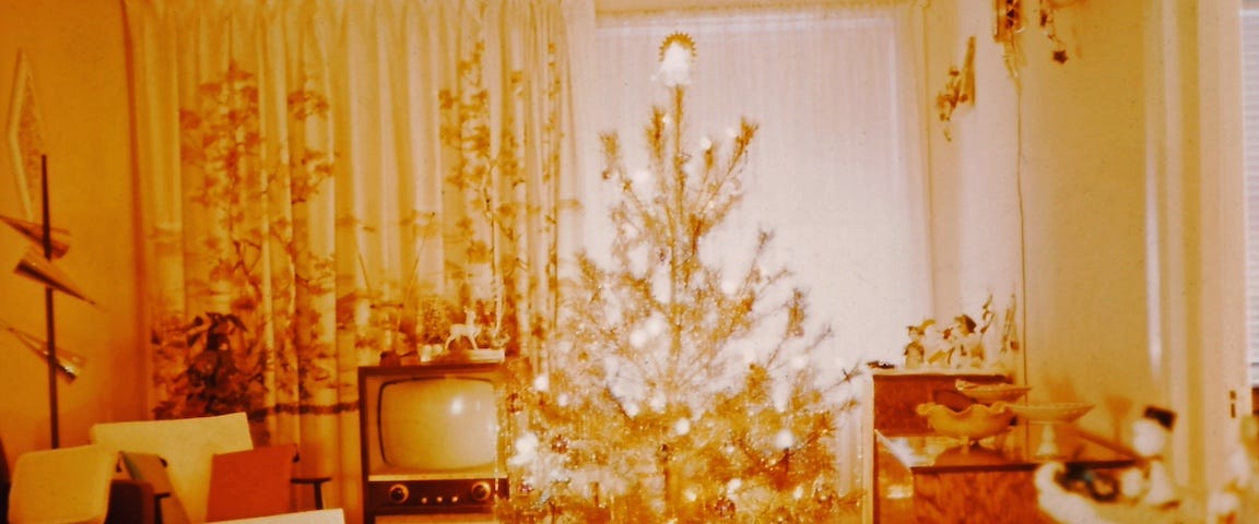 Christmas tree and decorations, 1962.