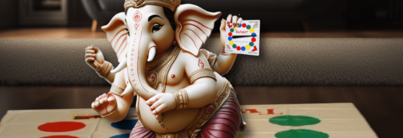 Ganesha playing Twister