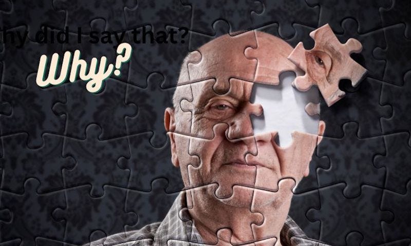 Cartoon like picture of man’s head as a jigsaw puzzle