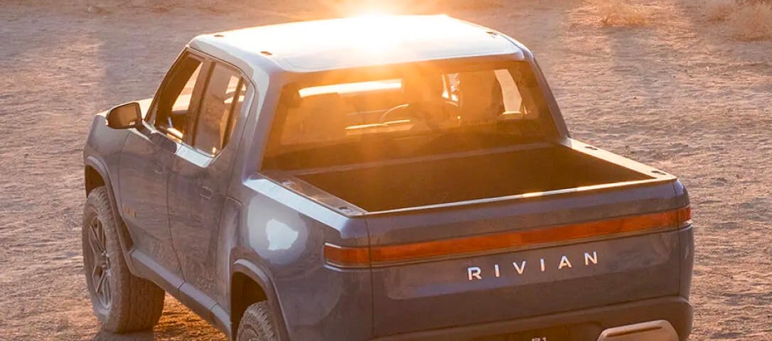 IMAGE: A picture of a Rivian R1T electric pickup