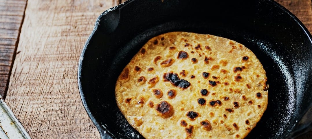 Paratha in a pan