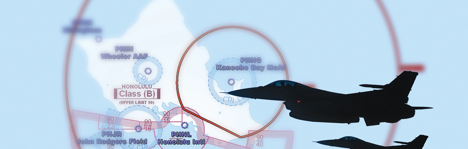 Illustration showing a TFR and F-16s.