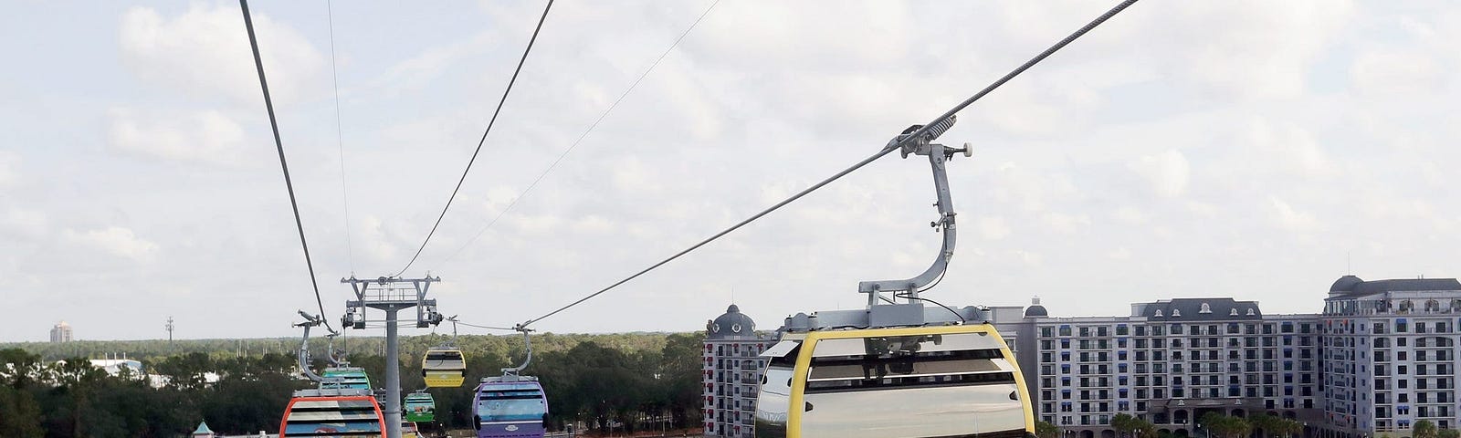 The Skyliner cable cars at Disney World.