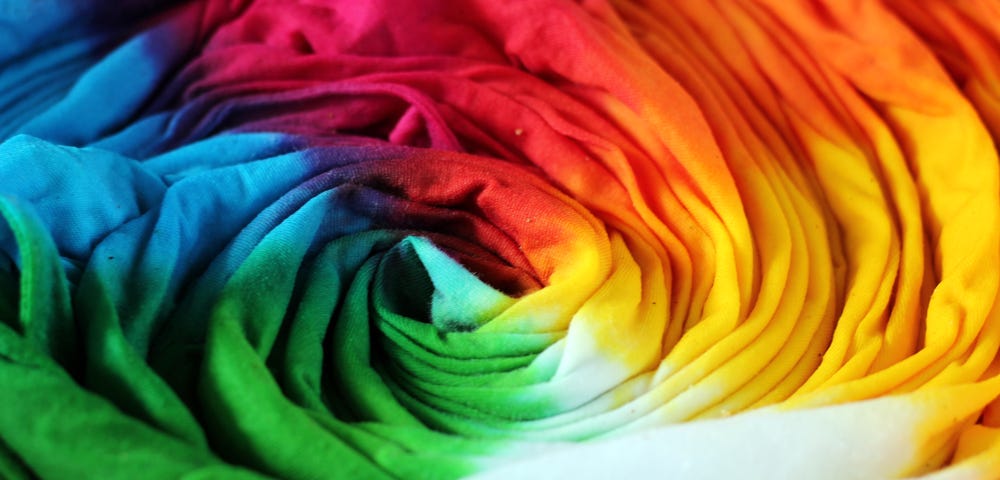 Picture of fabric colored in colors of the rainbow